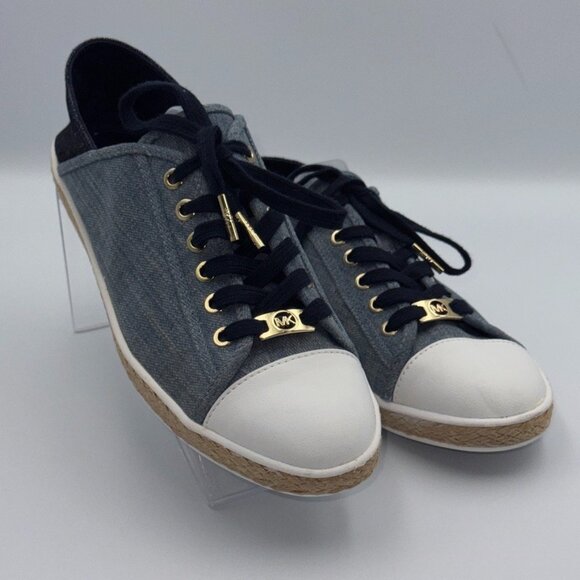 Michael Kors Washed Denim Kristy Slide Lace-Up Sneakers Womens 8.5M - Picture 1 of 12